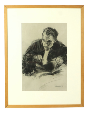 Herwig Driesschaert, Portrait Composition, 1974, Charcoal on Paper, Framed