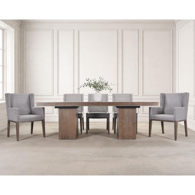 A handsome set of eight modern cerused ash dining chairs designed by Bernhardt, North Carolina. The set, part of the...