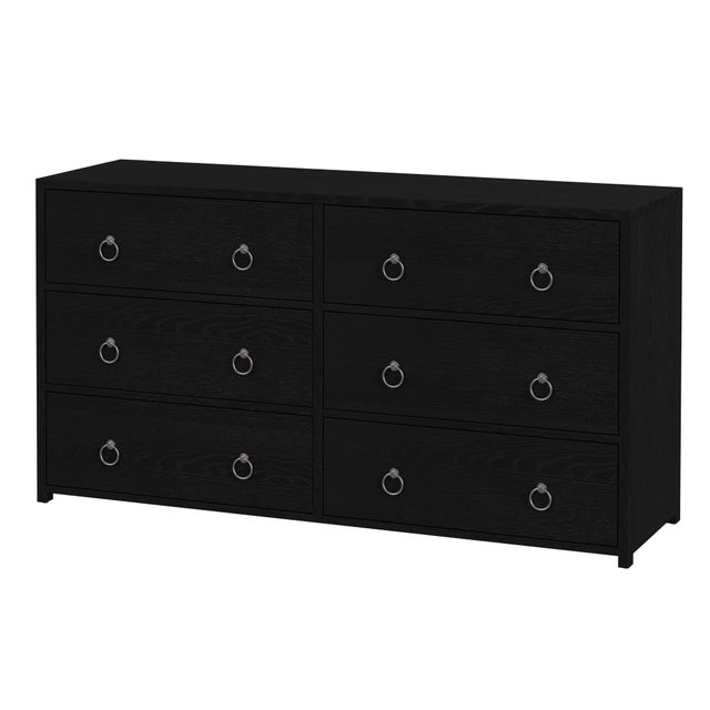 Black Lark 60 in. W Rectangular Wood 6 Drawer Dresser, Washed Black For Sale - Image 8 of 8