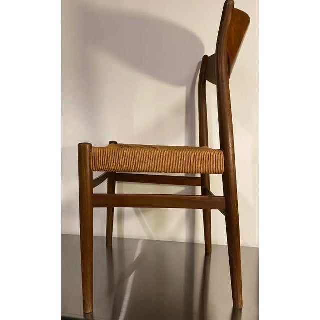 Mid 20th Century Danish Rush and Teak Wood Chair For Sale - Image 4 of 8