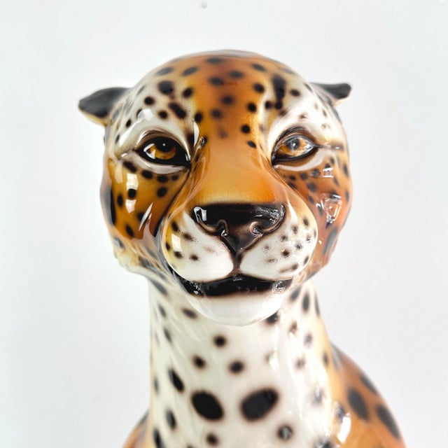 20th Century Italian Ceramic Leopard Floor Sculpture For Sale - Image 17 of 18