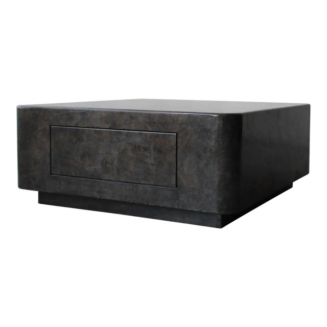 1980s Post Modern Lacquered Parchment Coffee Table For Sale