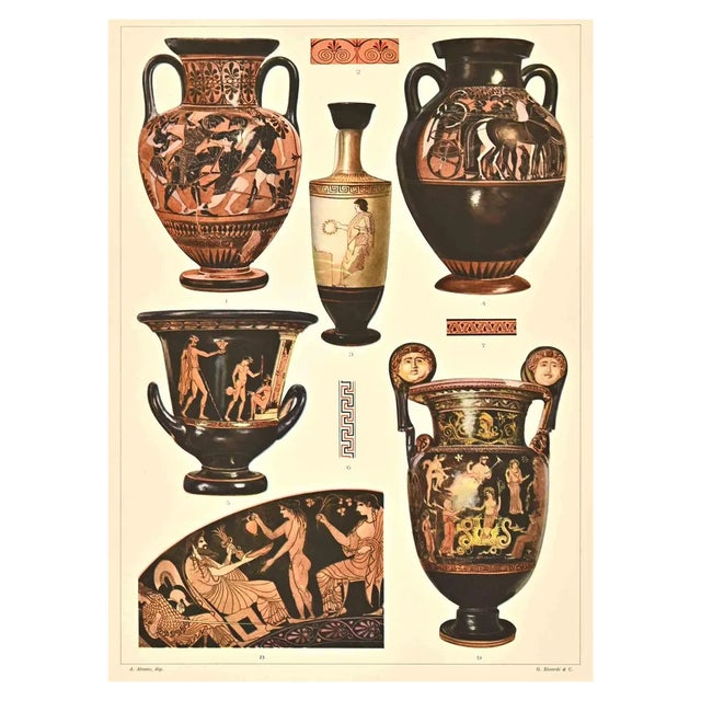 A. Alessio, Decorative Motifs: Italic, Chromolithograph, Early 20th Century For Sale