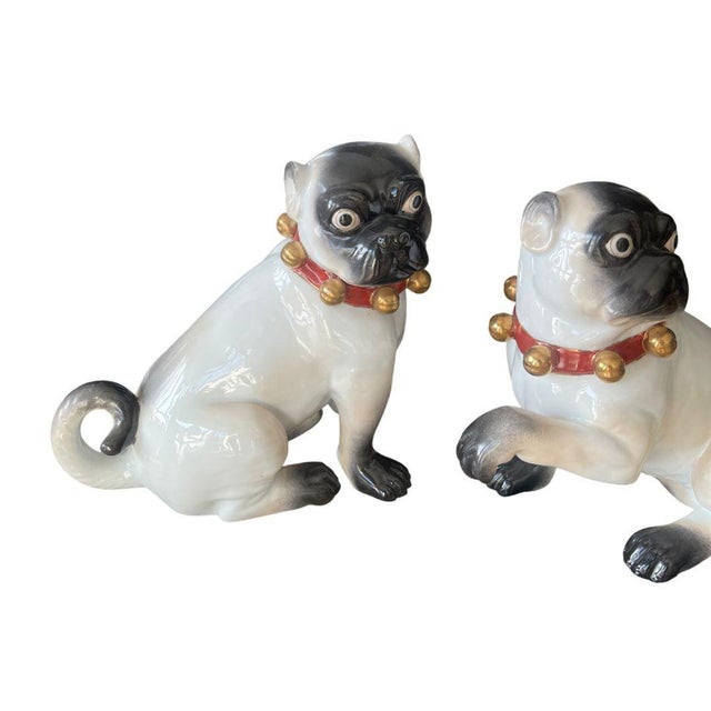 Pair of Large English Porcelain Pug Dog Figures, Early 20th Century For Sale - Image 9 of 9