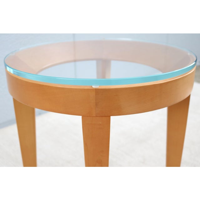 Modern Mark Goetz for Bernhardt Design Cirque Maple and Glass Round Side Table For Sale - Image 11 of 12