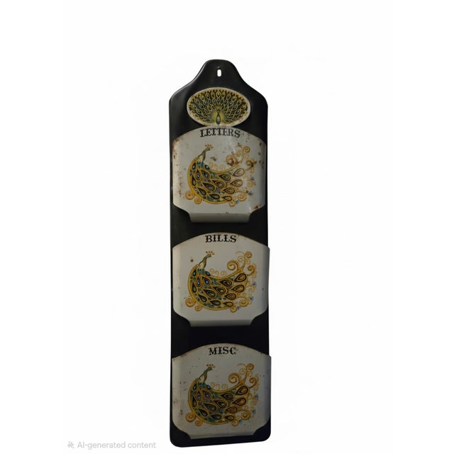 • Vintage Peacock 3-Tier Sorter (c. 1970s): An iconic enameled metal and vinyl wall-hanging file organizer. Features...