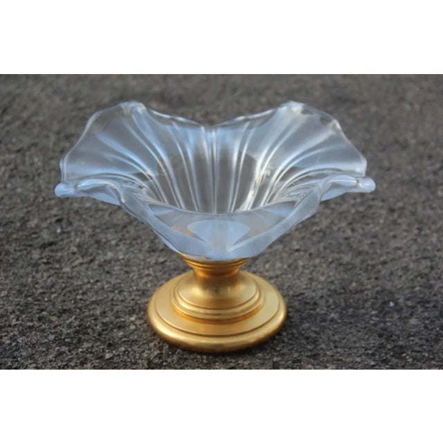 Mid-Century Modern Vintage Glass and Gold Brass Centerpiece For Sale - Image 3 of 12