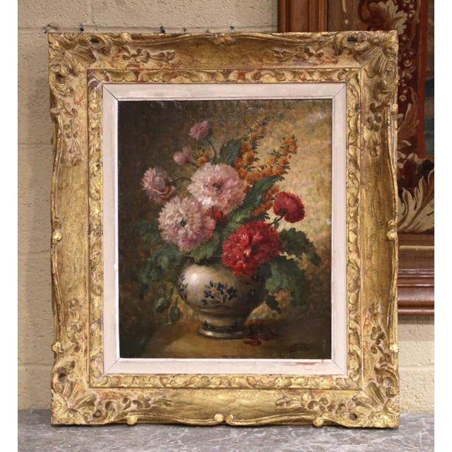 Green 19th Century French Floral Still Life Oil on Canvas Painting by Gaston Boucher For Sale - Image 8 of 12