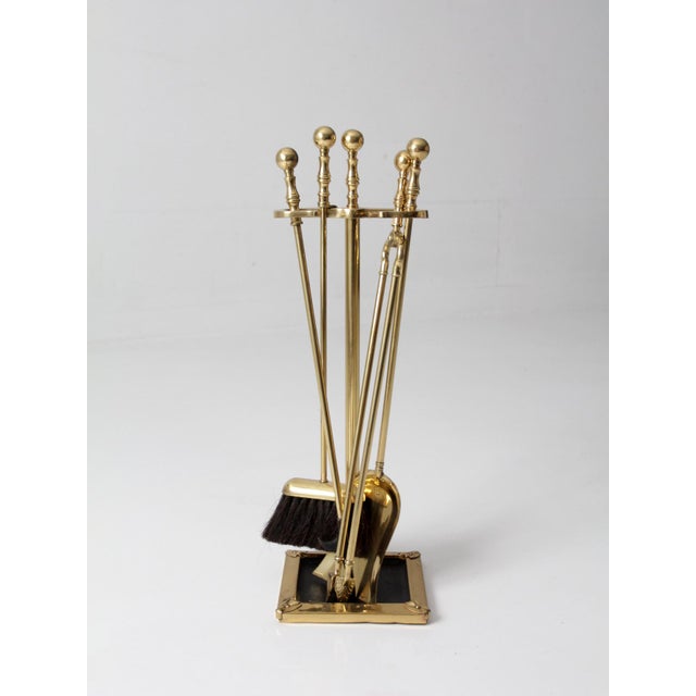 Vintage Brass Fireplace Tool Set For Sale - Image 13 of 14