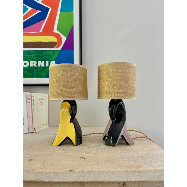 Ceramic Bedside Lamps, 1950, Set of 2 For Sale - Image 6 of 6