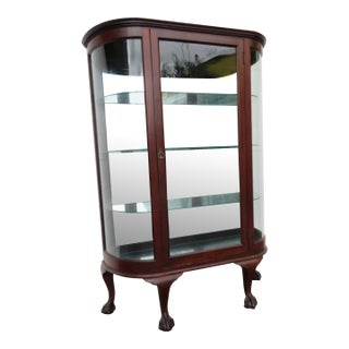 Early 1900s Large Ball and Claw Feet Display Curio Cabinet Cupboard 6095 For Sale