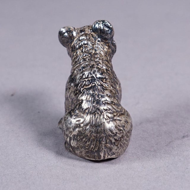 Early 20th Century Cast of a Silverplated Sitting Bear Ca. 1930s For Sale - Image 5 of 6