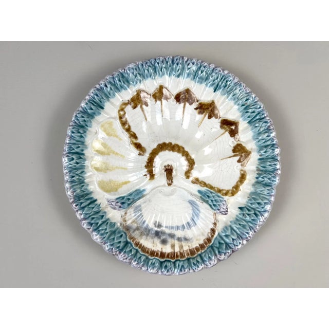 Description Antique French Longchamp majolica asparagus plate, circa 1880–1900. A wonderfully sculptural late-19th-century...