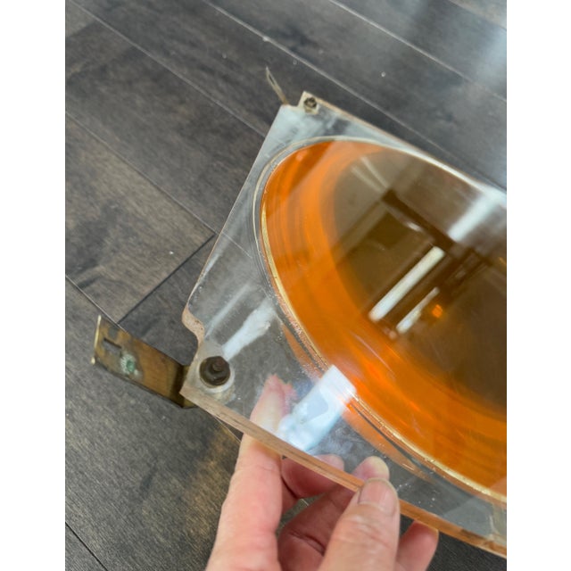 Plastic Vintage Space Age Amber Lucite 13 Inch Bubble Dome Wall Sculpture Pop Art Panel For Sale - Image 7 of 13