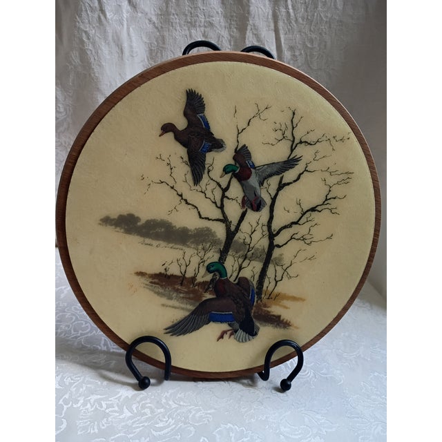 1960s Mid-Century Bacova Guild 14" Fiberglass Mallard Duck Lazy Susan by Grace B. Gilmore For Sale In Tampa - Image 6 of 12