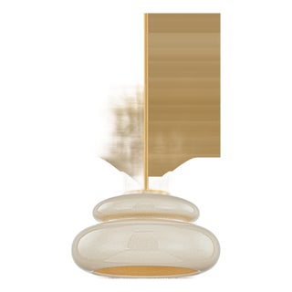 Mitzi Pia 16 in. 1 Light Pendant in Aged Brass and Ceramic Butter Crackle Finish For Sale