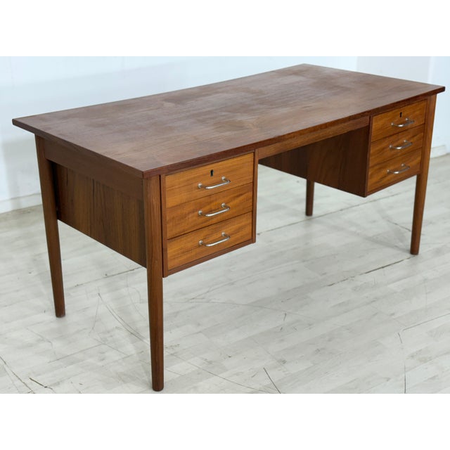 Vintage Danish Teak Desk Office Table For Sale - Image 4 of 7