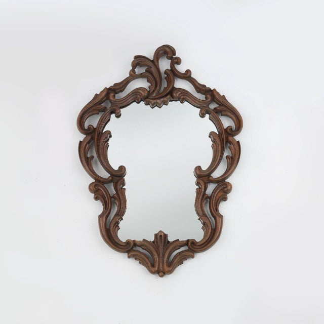 Baroque Mirror with Hand Carved Oak Ornated Frame, France, 1950s For Sale - Image 11 of 11