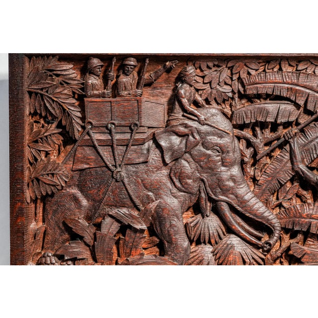 An exceptional example of early 20th-century Asian craftsmanship, this finely hand-carved hardwood plaque dates to circa...
