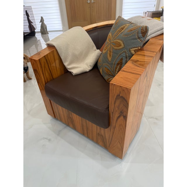 American Pair of 2020 Burl Lacquer Chairs - Pairs For Sale - Image 3 of 4