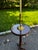 Beautiful Vintage Mahogany Queen Anne style fixed lamp on table with turned details and decorative brass lamp base. Lovely...
