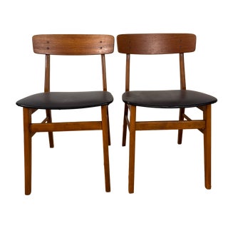 Vintage Teak Dining Chairs, Denmark, 1960s, Set of 2 For Sale