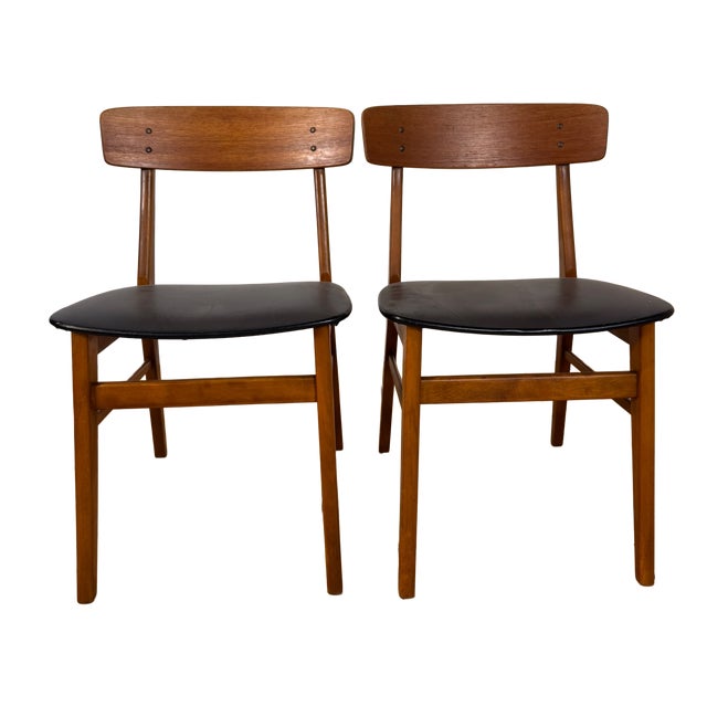Vintage Teak Dining Chairs, Denmark, 1960s, Set of 2 For Sale