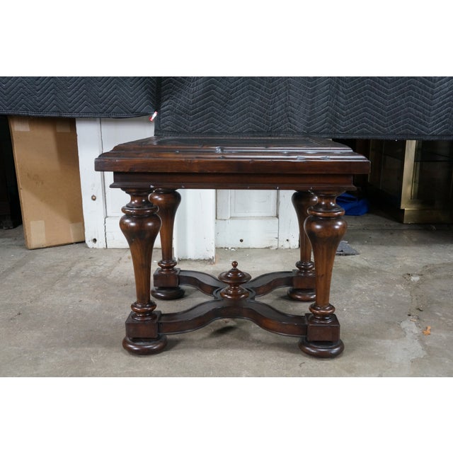 Bernhardt Old Word Tuscan Etched Metal & Wood Marquis Square Side End Table 31" For Sale - Image 17 of 18