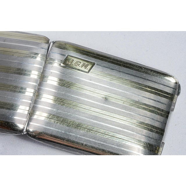 1920s Art Deco Engine Turned Antique Gorham Sterling Silver 14k Gold Matchbook Holder Case Matches Vesta Tobacciana For Sale - Image 9 of 16