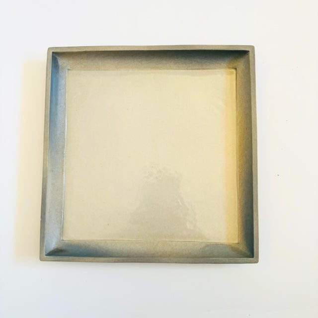 A vintage hand made pottery plate by Japanese ceramicist, Kazuo Takiguchi (born 1953). Carefully formed from a thick slab...