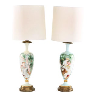 Early 20th Century French Porcelain Pair Table Lamps For Sale