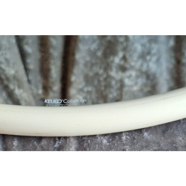 Vintage Round Wall Mirror in White Lacquered Metal by Keuko, 1980s For Sale - Image 4 of 7