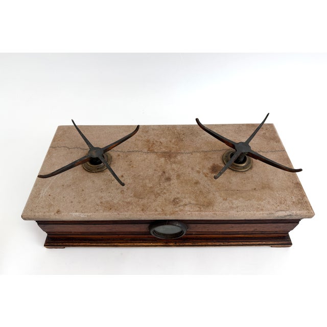 Late 19th C Apothecary Balance Scale Oak and Marble For Sale - Image 12 of 12