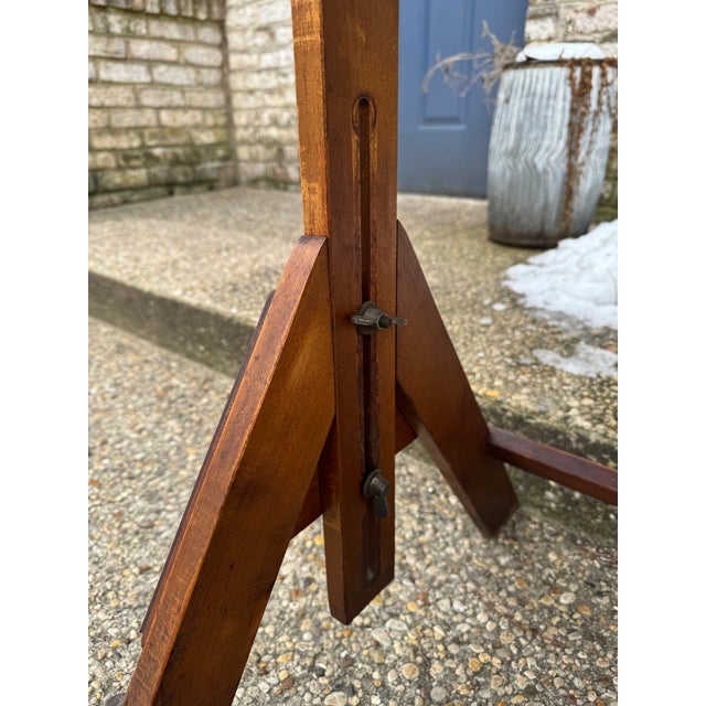 1930s Vintage Adjustable Wood Drafting Table For Sale - Image 10 of 12