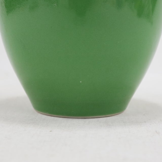 Ceramic Pair of Monochrome Green Porcelain Bottle Vases For Sale - Image 7 of 10