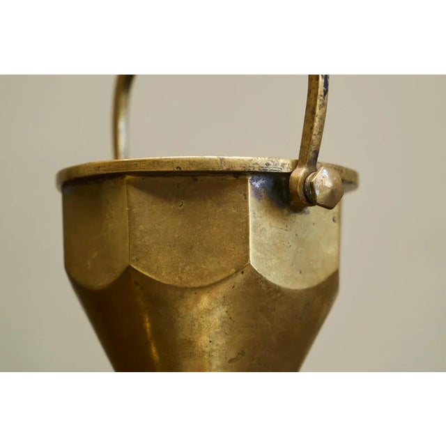 Art Deco Basket with Handle in Patinated Brass Early 20th Century, 1940s For Sale - Image 4 of 8