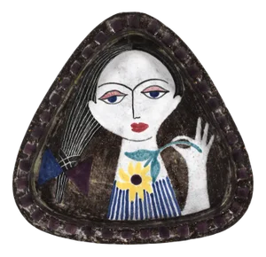 Ceramic Bowl Womans Portrait by Mari Simmulson for Upsala Ekeby, Sweden, 1960s