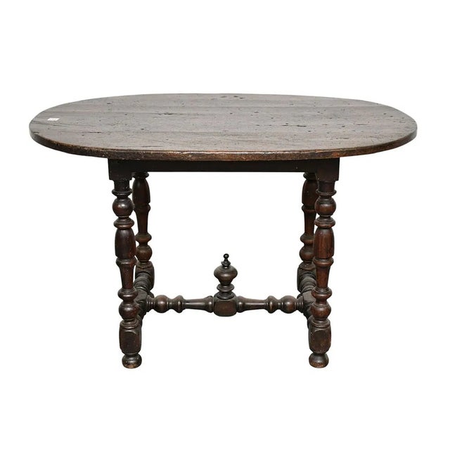 Early 19th Century 1800s Spanish Antique Kitchen Oval Table. For Sale - Image 5 of 6