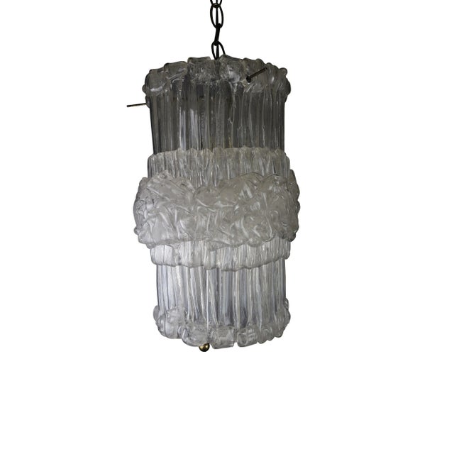 Vintage Lucite Frosted Hanging Pendant Light With Brass Chain For Sale - Image 9 of 12
