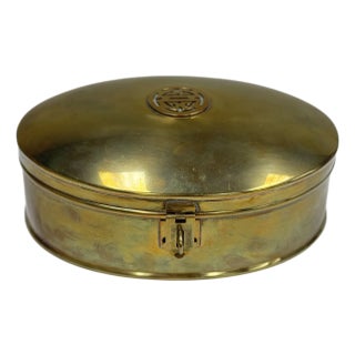 Vintage Brass Asian Insignia Domed Box For Sale