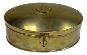 Vintage Brass Asian Insignia Domed Box