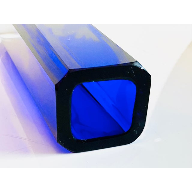 Blue Vintage German Wasungen Block Vase from VEB Glaskunst, 1970s For Sale - Image 8 of 13