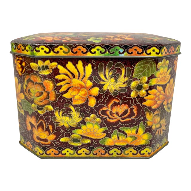 Vintage Floral English Tin For Sale