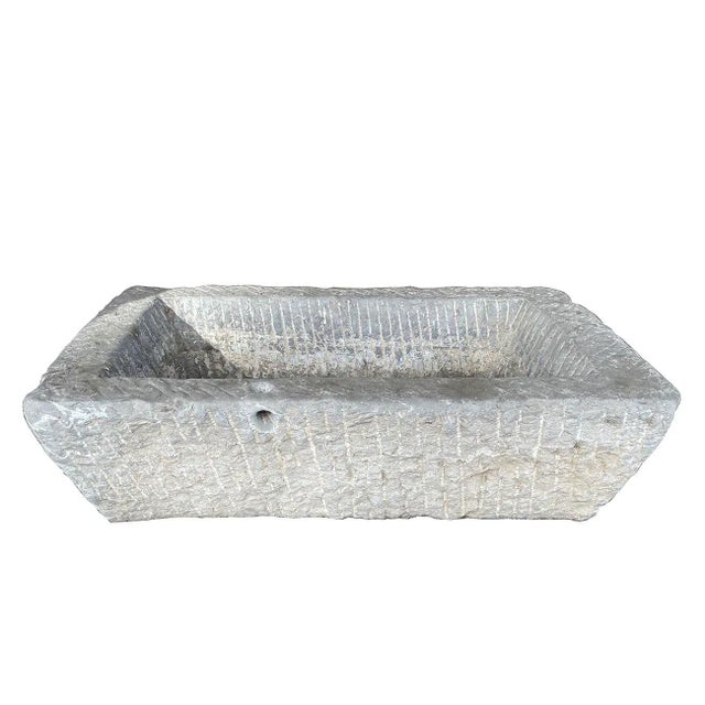 19th Century Antique Chinese Hand Chiseled Stone Trough/Planter For Sale - Image 11 of 11
