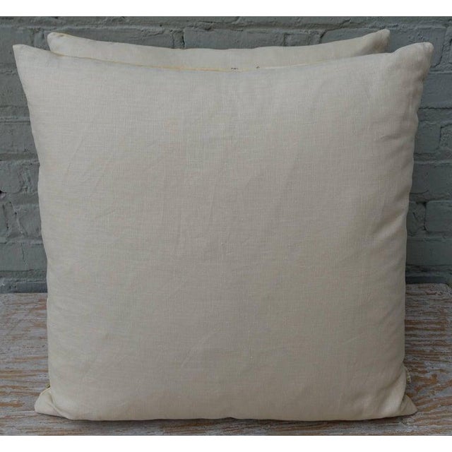 Saffron Pair of Custom Velvet Pillows With 18th Century Textile Appliqué For Sale - Image 8 of 8