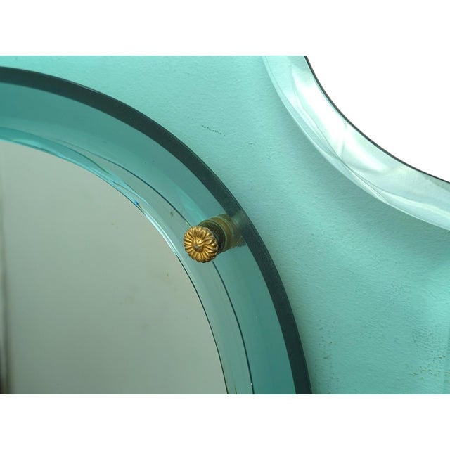 Mid-Century Modern Crystal Mirror with Brass Friezes, 1950s For Sale - Image 3 of 8