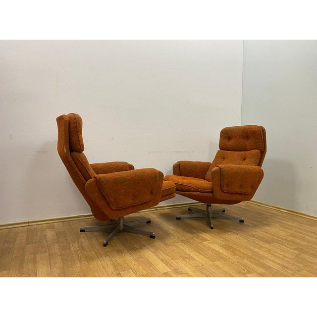 Orange Swivel Armchair from Gerald Neusser, Czechoslovakia, 1970s For Sale - Image 8 of 12