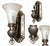 A vintage wall sconce with an elegant frosted glass shade, Tuscan Gold metal, and an ornate decorative backplate. The...
