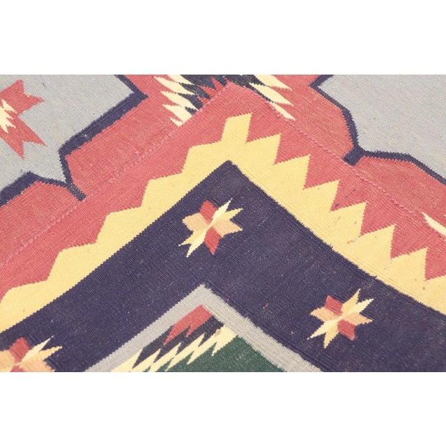 Vintage Romanian Geometric Kilim Rug - 03'11 X 05'11 For Sale - Image 4 of 9