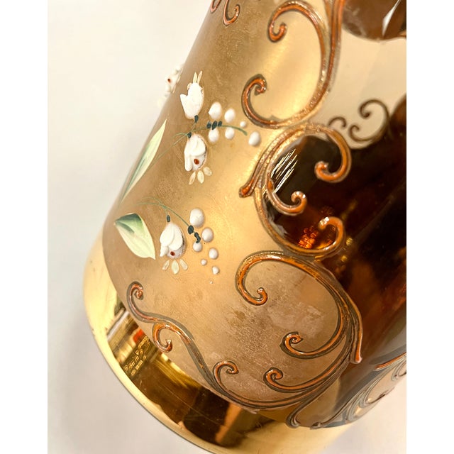 Vintage Czech Bohemian Amber Art Glass Vase For Sale - Image 10 of 12